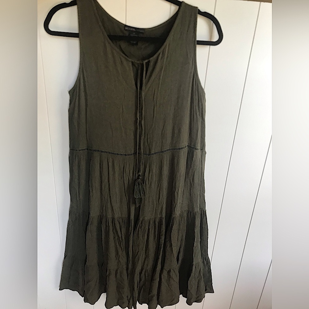 Olive green dress flowy sleeveless dress,short flowy dress boho dress fall color